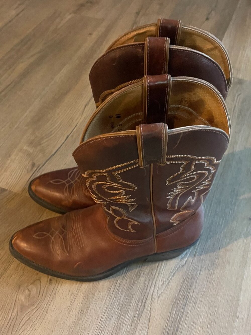 Boulet Mens Cowboy Boots, High Quality 10 Made In Canada Leather Embroidered